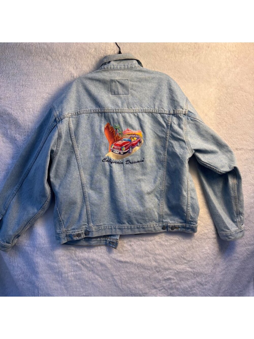 Vintage International Denim trucker Jacket XL California Dreamin Embroidered